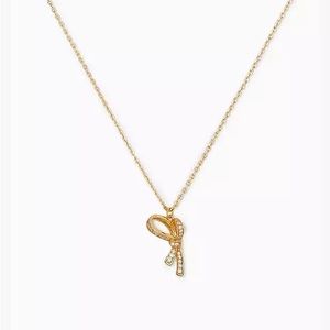 NWT KATE SPADE All Tied Up Pave Mini Pendant Necklace in gold
